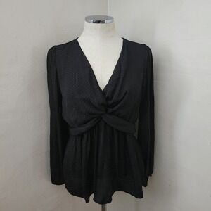 Pleione Black Swiss‎ Dot Blouse Women's Size Small